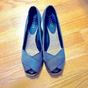 Ralph Lauren Navy Striped Espadrilles